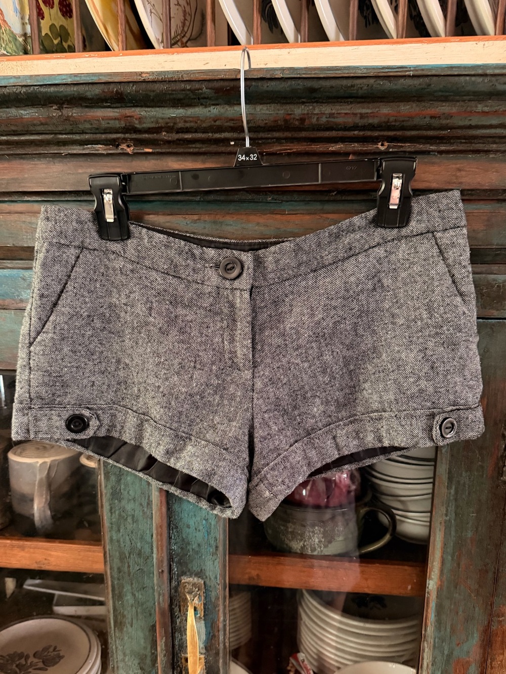 No Boundaries Gray Tweed High-Waist Shorts